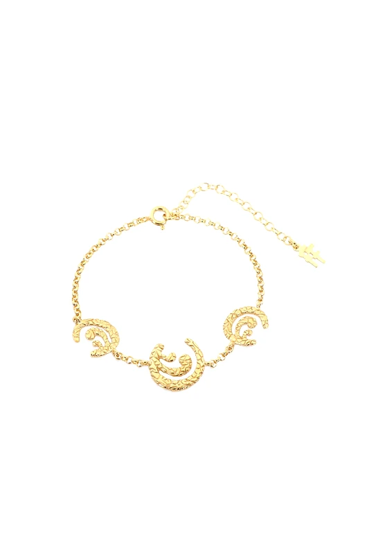 FOLLI FOLLIE Folli Follie γυναικείο επίχρυσο βραχιόλι αλυσίδα με κυματιστά μοτίφ "Wavy Flair" - 1B24S081Y Χρυσό