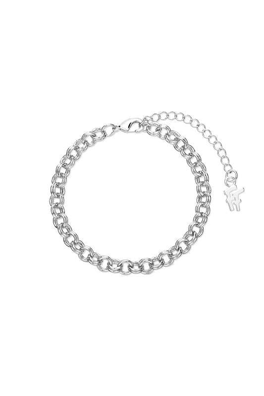 FOLLI FOLLIE Folli Follie γυναικείο ασημί βραχιόλι αλυσίδα με στρογγυλούς κρίκους "The Chain Addiction" - 1B24D077 Ασημί