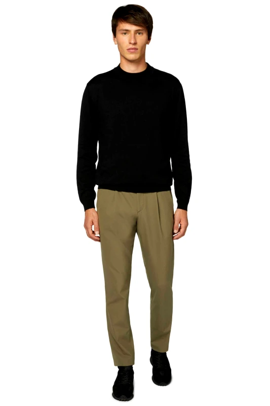 BOGGI MILANO Boggi Milano ανδρικό παντελόνι μονόχρωμο με τσέπες και πιέτες μπροστά - BO23A025501 Χακί