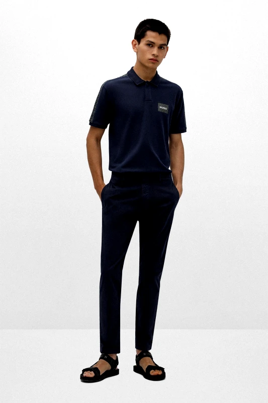 HUGO Hugo Boss ανδρικό chino παντελόνι με θηλιές για ζώνη Slim Fit "David" - 50468314 Μπλε Σκούρο