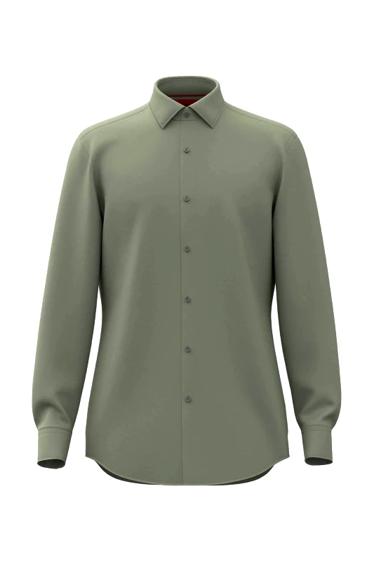 HUGO Hugo Boss ανδρικό πουκάμισο μονόχρωμο Slim Fit "Kenno" - 50484023 Πράσινο Μέντας