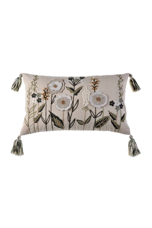 DOWN TOWN HOME DOWN TOWN Home διακοσμητική μαξιλαροθήκη "Flowers Ecru/Beige" 30 x 50 cm - 71-0608