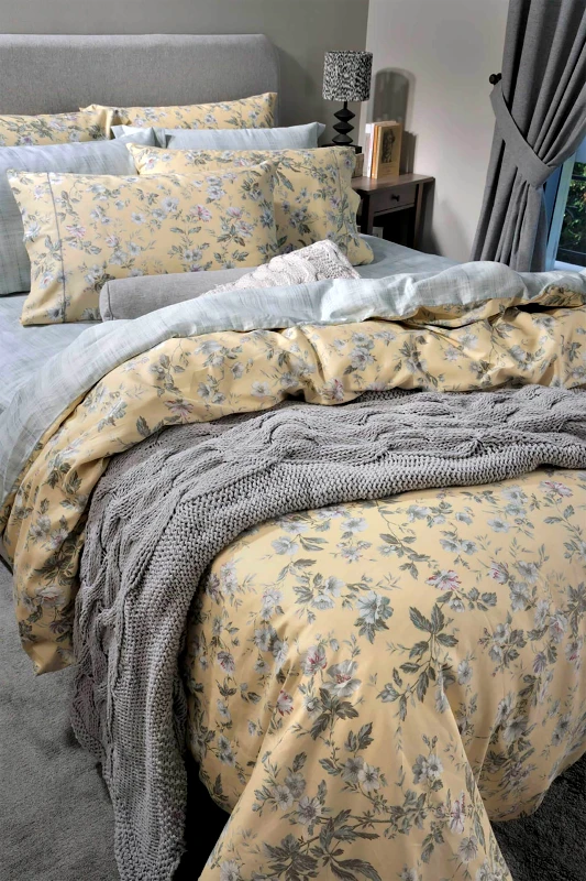 DOWN TOWN HOME DOWN TOWN Home σετ σεντόνια μονά και μαξιλαροθήκη με floral print "809 Berry" 175 x 255 cm - 52 x 75 cm - 11-0508