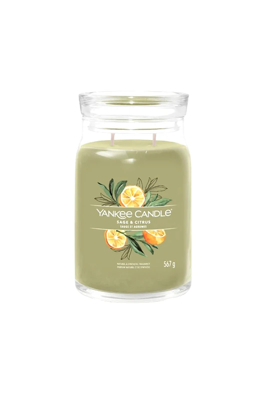 YANKEE CANDLE Yankee Candle αρωματικό κερί σε γυάλινο δοχείο Large "Sage & Citrus" 9.3 x 15.7 cm - 1629961E