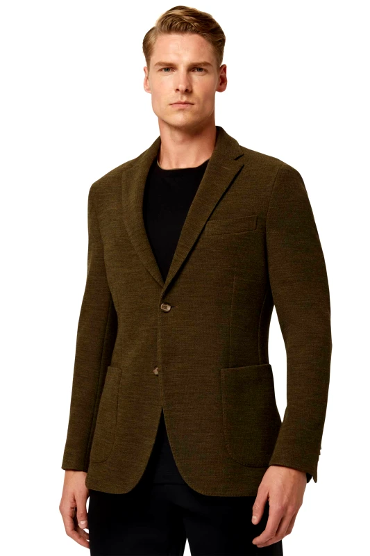 BOGGI MILANO Boggi Milano ανδρικό μάλλινο σακάκι Regular Fit - BO23A009102 Χακί