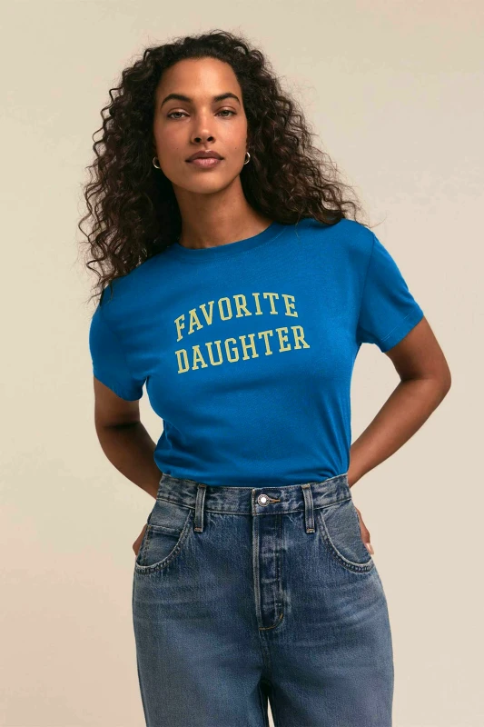 FAVORITE DAUGHTER Favorite Daughter γυναικείο T-shirt με logo print "The Cropped Collegiate" - 45FHNTFD5505-SPH Μπλε Ηλεκτρίκ