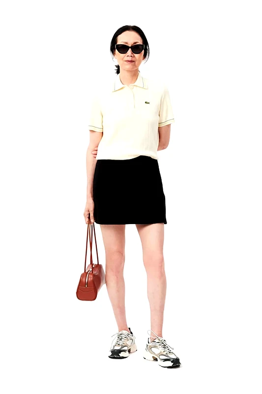 LACOSTE Lacoste γυναικεία μάλλινη mini φούστα με tone-on-tone λογότυπο Straight Cut - JF6294-00 Μαύρο