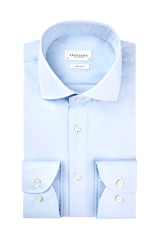 PROFUOMO Profuomo ανδρικό πουκάμισο μονόχρωμο Regular Fit - PP0H0A005 Μπλε Ανοιχτό