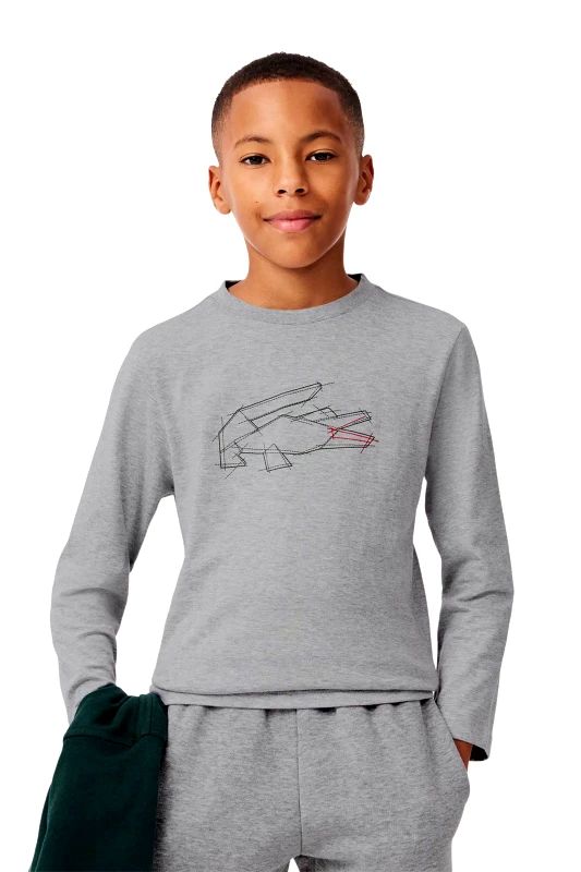 LACOSTE Lacoste παιδική μακρυμάνικη μπλούζα με graphic logo - TJ2539-00 Γκρι