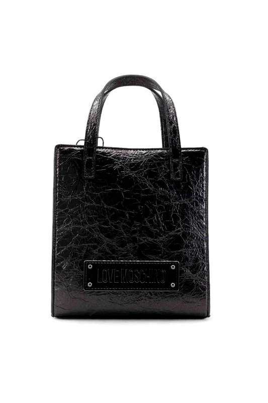 LOVE MOSCHINO Love Moschino γυναικείο mini bag με crinkle effect και logo patch - JC4173PP1LLU0 Μαύρο