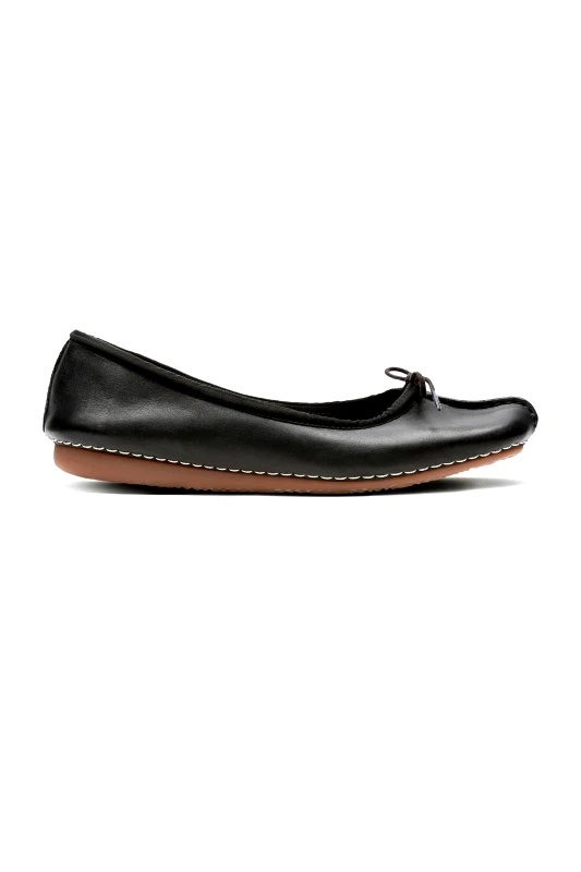 CLARKS Clarks γυναικείες δερμάτινες μπαλαρίνες ''Frecle Ice'' - 20352929 Μαύρο