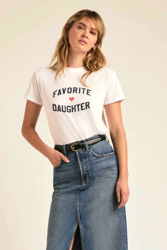FAVORITE DAUGHTER Favorite Daughter γυναικείο T-shirt με logo print - 45FHNTFD5508-WHT Λευκό