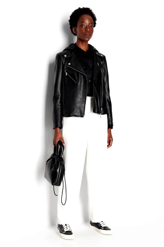 ARMANI EXCHANGE Armani Exchange γυναικείο παντελόνι μονόχρωμο με κεντημένο contrast λογότυπο στο πλάι Straight Fit - 6RYP05YN4LZ Κρέμ