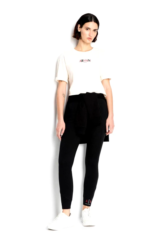 ARMANI EXCHANGE Armani Exchange γυναικείο κολάν μονόχρωμο με κεντημένο contrast μονόγραμμα μπροστά - 6RYPGZYJLAZ Μαύρο