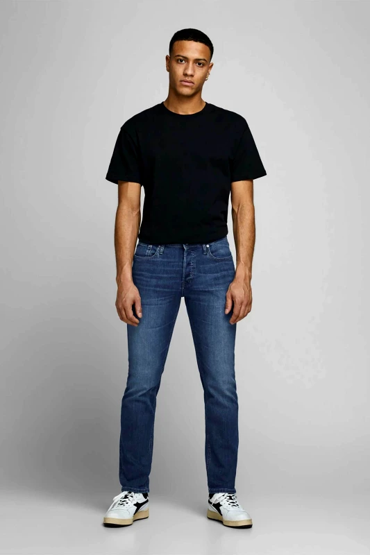 JACK & JONES JACK & JONES ανδρικό τζιν παντελόνι πεντάτσεπο Slim Fit "Glenn Original Am814" - 12152347-** Denim Blue