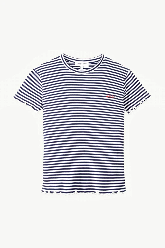 MAISON LABICHE Maison Labiche γυναικείο κοντομάνικο πουλόβερ ribbed με ριγέ σχέδιο Slim Fit "Oh Là Là! Folies" - NWFOLIESOHLALA Μπλε Σκούρο