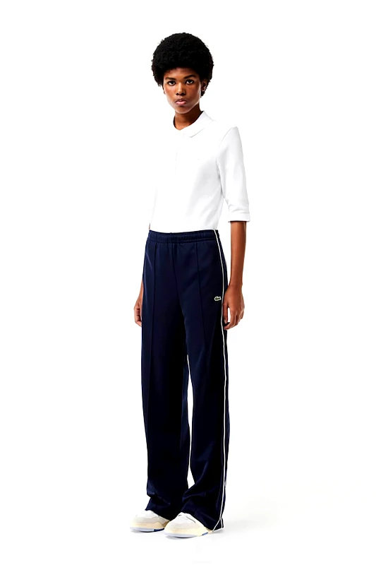 LACOSTE Lacoste γυναικείο παντελόνι φόρμας πικέ με contrast ρίγα στο πλάι και κεντημένο λογότυπο - XF7260 Μπλε Σκούρο