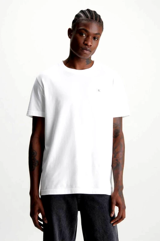 CALVIN KLEIN JEANS CK Jeans ανδρικό βαμβακερό T-shirt με logo patch στο στήθος - J30J325268 Λευκό