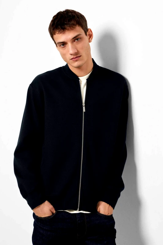 SELECTED Selected ανδρική πλεκτή ζακέτα μονόχρωμη Relaxed Fit - 16092589 Μπλε Σκούρο