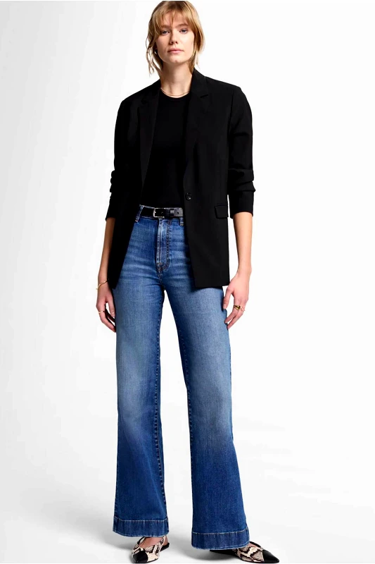 7 FOR ALL MANKIND 7 For All Mankind γυναικείο ψηλόμεσο τζιν παντελόνι πεντάτσεπο Relaxed Straight Fit "Modern Dojo" - JSWD44A0SY Denim Blue