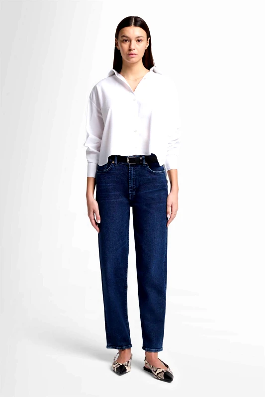 7 FOR ALL MANKIND 7 For All Mankind γυναικείο ψηλόμεσο τζιν παντελόνι πεντάτσεπο Straight Fit "Malia" - JSA7A910LC Denim Blue Σκούρο