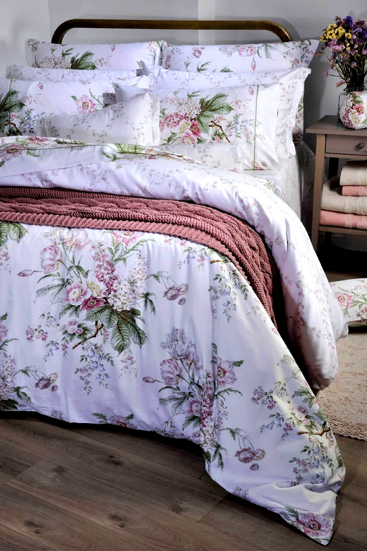DOWN TOWN HOME DOWN TOWN Home σετ παπλωματοθήκη με μαξιλαροθήκη "849 Bouquet Pink" (2 τεμάχια) - 13-0358