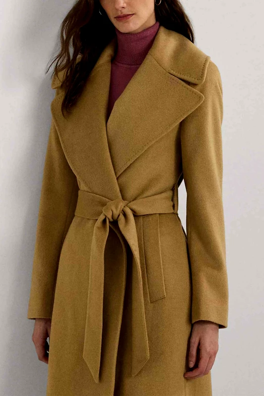 LAUREN RALPH LAUREN Lauren Ralph Lauren γυναικείο παλτό με περιεκτικότητα σε μαλλί και κασμίρι Straight Fit - 297962169002 Καμηλό