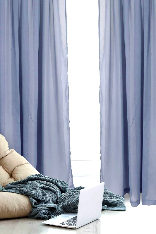 DAS HOME Das Home κουρτίνα μονόχρωμη με τρέσα "2199" 450 x 270 cm - 420452702199 Σιελ