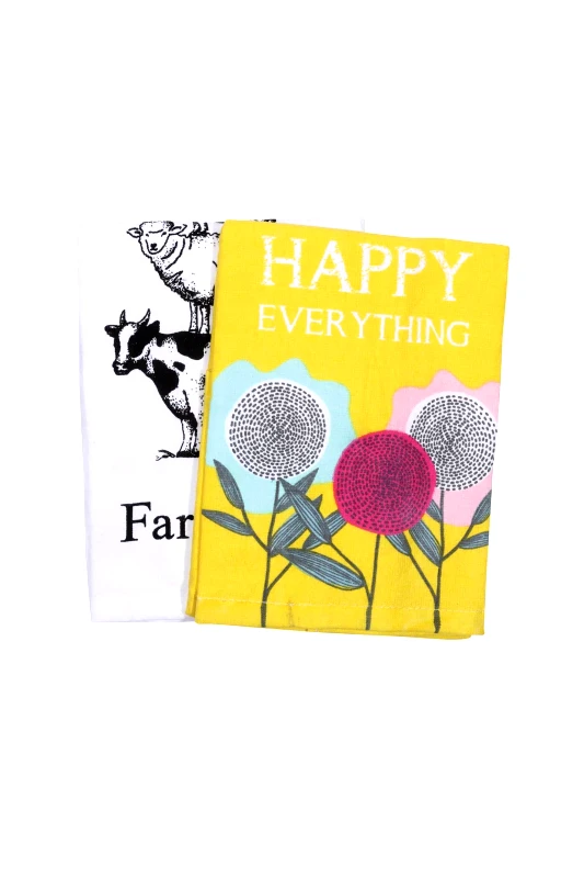 DAS HOME Das Home σετ ποτηρόπανα με σχέδιο και lettering "0640" 40 x 65 cm - 527040650640 Πολύχρωμο