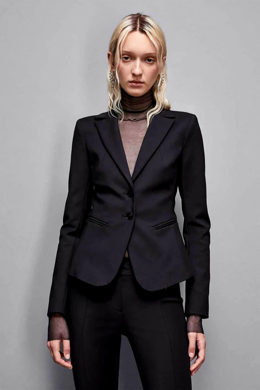 PATRIZIA PEPE Patrizia Pepe γυναικείο σακάκι μονόχρωμο Slim Fit - CSA112AQ39 Μαύρο