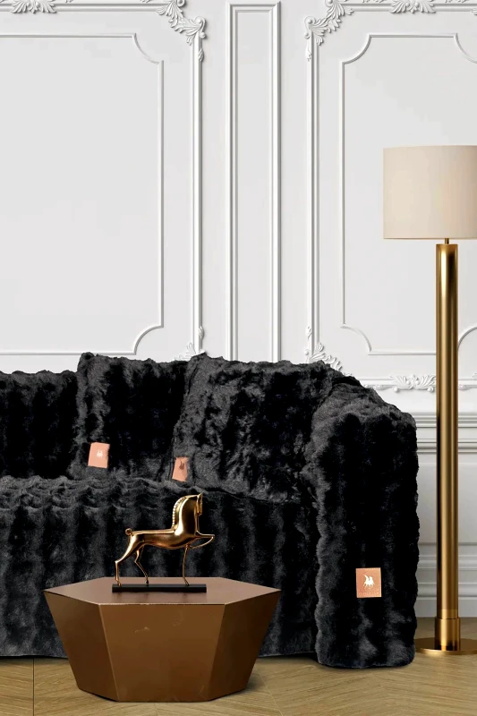 GREENWICH POLO CLUB Greenwich Polo Club ριχτάρι διθέσιου καναπέ rabbit faux fur "3938" 180 x 250 cm - 206182503938 Μαύρο