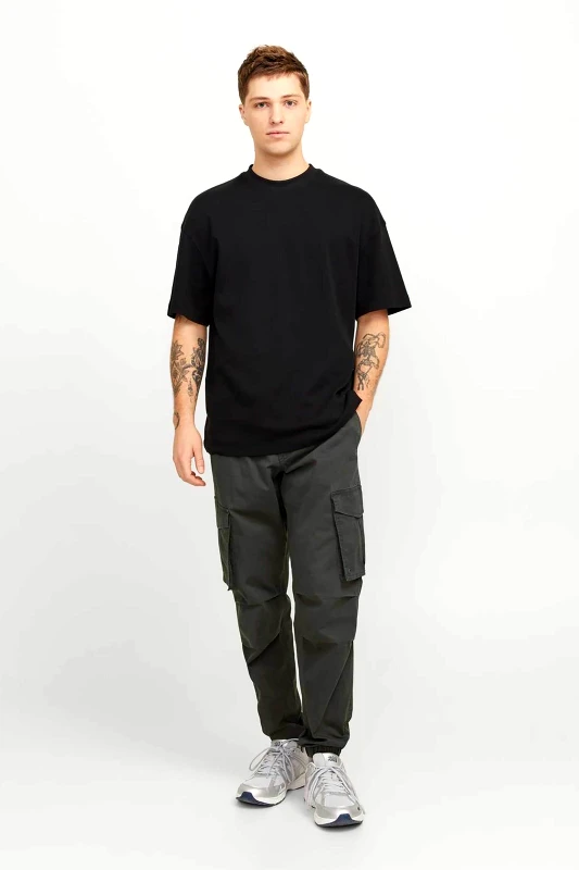 JACK & JONES JACK & JONES ανδρικό παντελόνι cargo μονόχρωμο Relaxed Fit - 12242264 Χακί