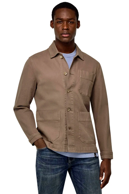 BOGGI MILANO Boggi Milano ανδρικό μάλλινο overshirt μονόχρωμο - BO25P071701 Καφέ Ανοιχτό