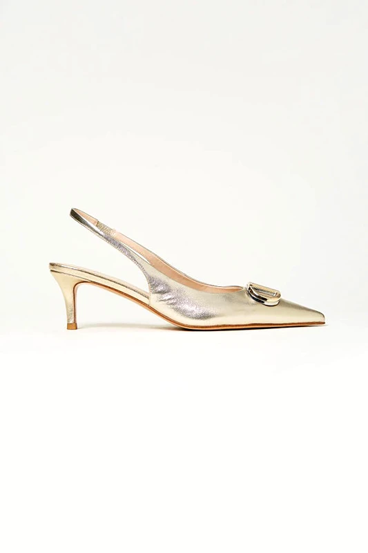 TWINSET Twinset γυναικείες slingbacks γόβες μυτερές με logo Oval T - 251TCP062 Χρυσό
