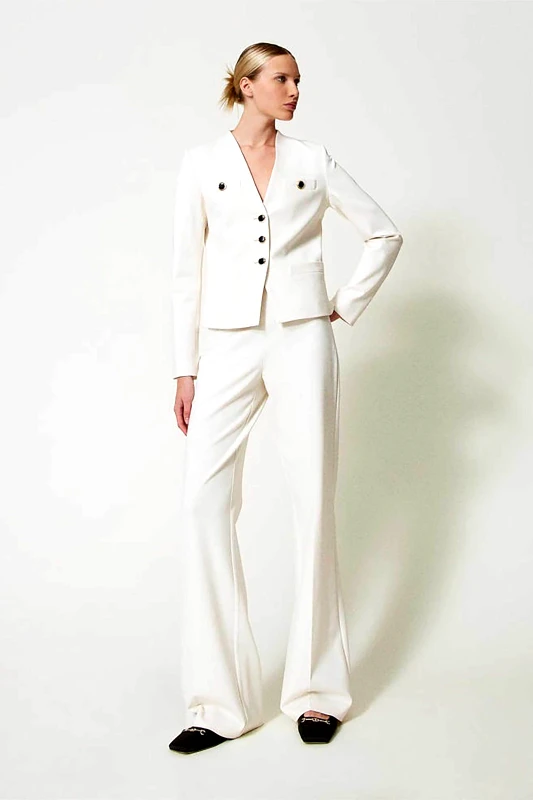TWINSET Twinset γυναικείο παντελόνι ψηλόμεσο Wide leg - 251TP2132 Εκρού