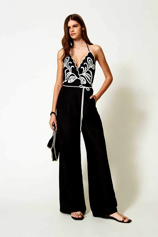 TWINSET Twinset γυναικεία ολόσωμη φόρμα με κέντημα - 251LB2FAA Μαύρο
