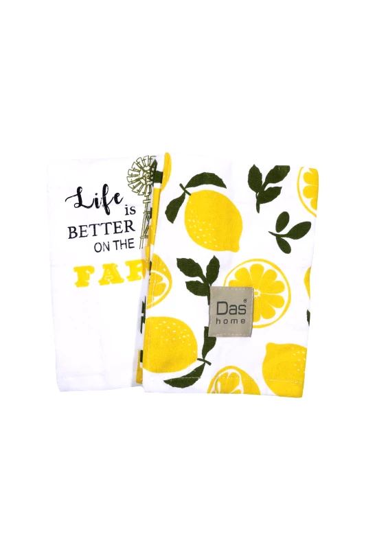 DAS HOME Das Home σετ ποτηρόπανα με σχέδιο και logo patch "0638" 40 x 65 cm - 527040650638 Πολύχρωμο