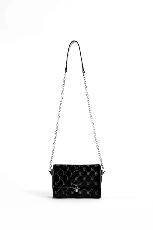GAUDÍ Gaudi γυναικεία τσάντα crossbody με βελούδινη όψη και geometrical pattern με strass - V4AI-11791 Μαύρο
