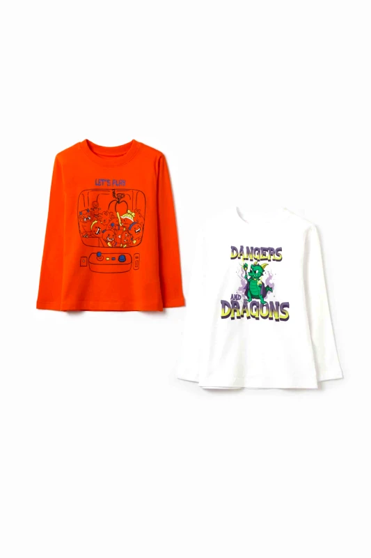 OVS KIDS OVS παιδικό σετ μακρυμάνικες μπλούζες Regular Fit - 002193225 Πορτοκαλί