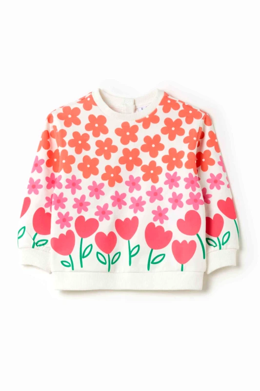 OVS KIDS OVS βρεφική μπλούζα φούτερ με print Regular Fit - 002191017 Λευκό