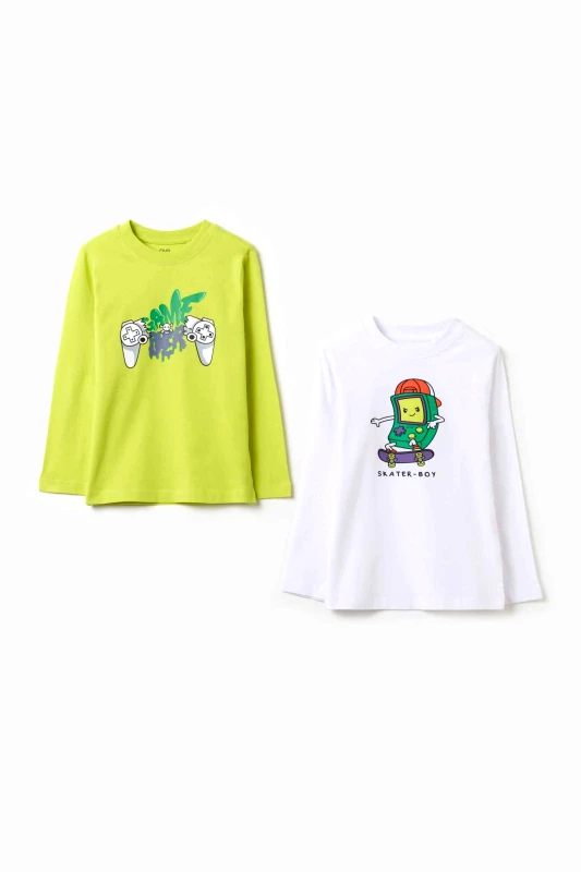 OVS KIDS OVS παιδικό σετ μακρυμάνικες μπλούζες Regular Fit - 002193218 Λευκό