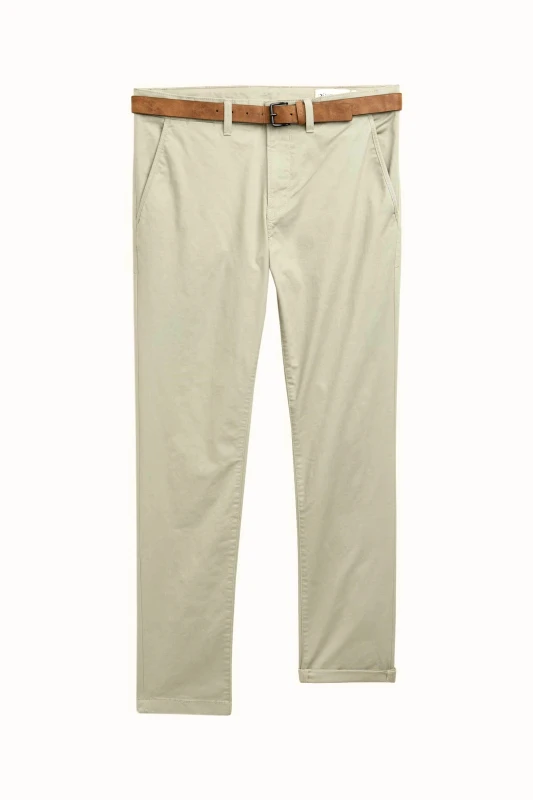 TOM TAILOR Tom Tailor ανδρικό παντελόνι chino με ζώνη Slim Fit - 1027694 Μπεζ