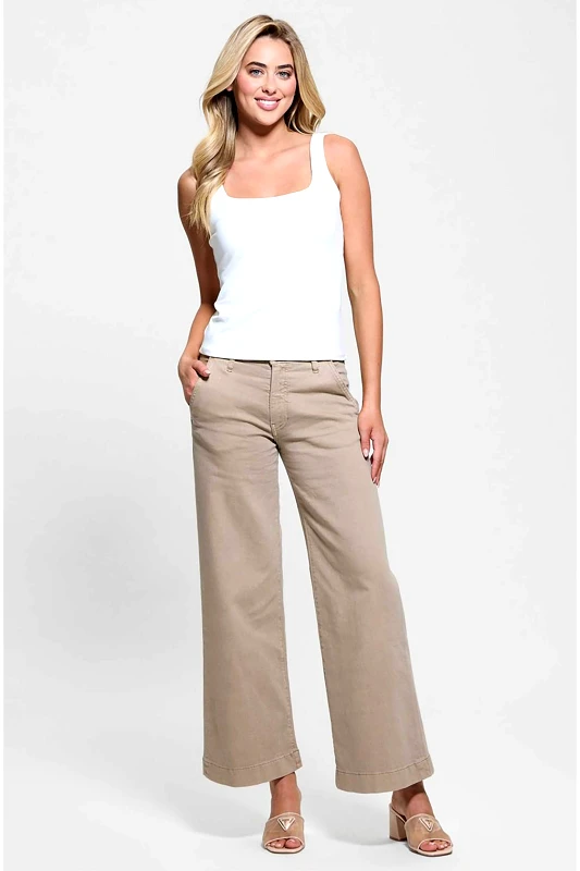 GUESS Guess γυναικείο παντελόνι με λογότυπο Wide Leg "Zoya" - W5RA1LWFXVA Μπεζ