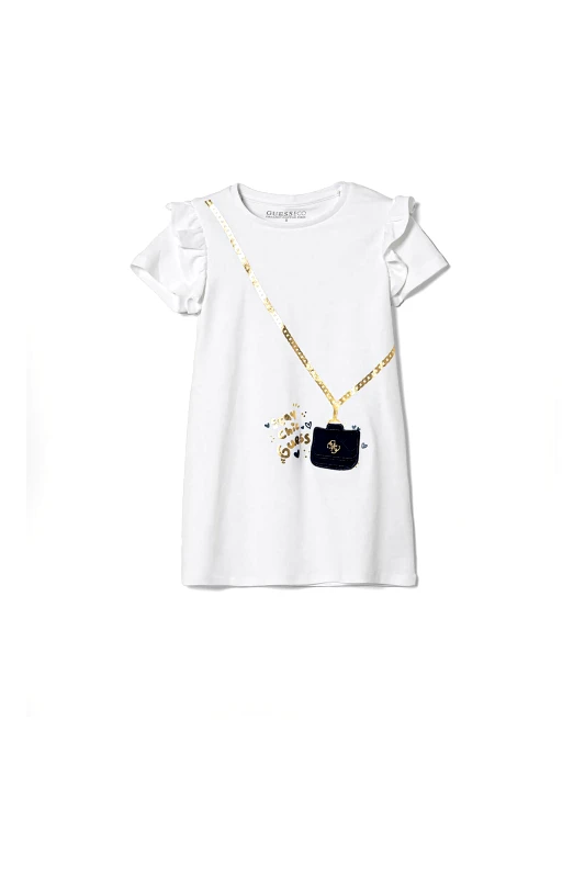 GUESS Guess παιδικό φόρεμα με print και λογότυπο - K5RK00KA6W4 Λευκό