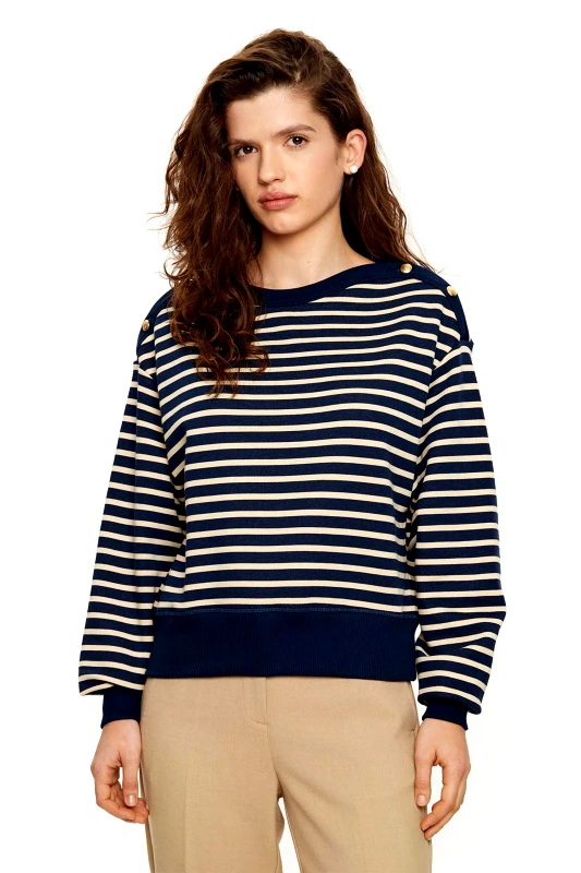 TOMMY HILFIGER Tommy Hilfiger γυναικεία μακρυμάνικη μπλούζα με ριγέ σχέδιο Relaxed Fit - WW0WW44447 Μπλε Σκούρο