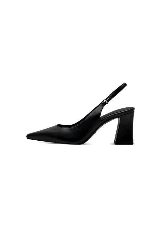 TAMARIS Tamaris γυναικεία slingbacks μονόχρωμα με χοντρό τακούνι - 1-29633-44 Μαύρο