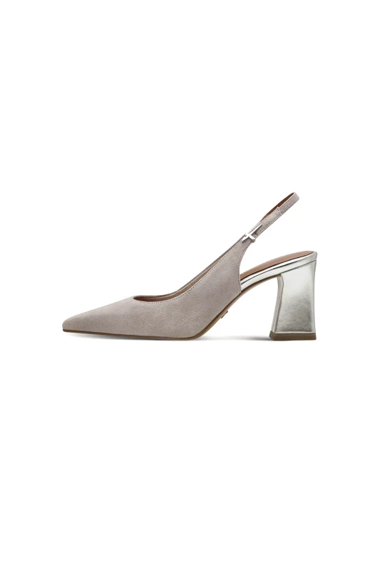 TAMARIS Tamaris γυναικεία slingbacks μονόχρωμα με χοντρό τακούνι - 1-29633-44 Γκρι