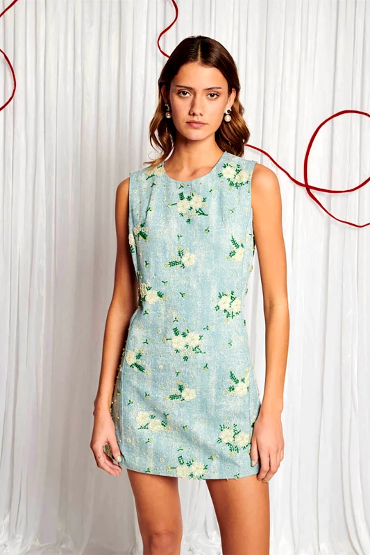 SISTER JANE Sister Jane γυναικείο mini φόρεμα denim "Harmony Bead" - DRD582BLE Γαλάζιο