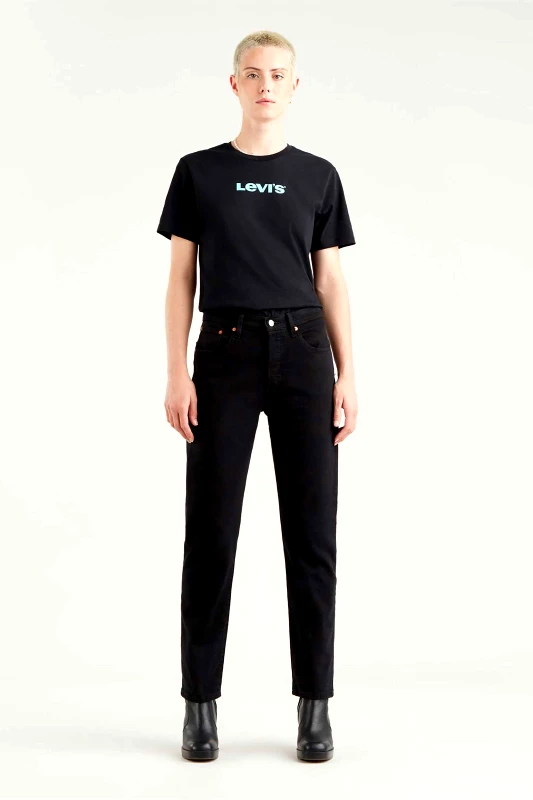 LEVI'S Levi's® γυναικείο ψηλόμεσο τζιν παντελόνι cropped "501" Straight Fit - 362000085 Μαύρο
