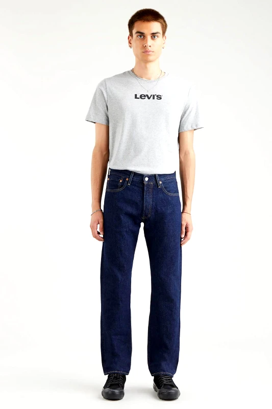 LEVI'S Levi's® ανδρικό τζιν παντελόνι πεντάτσεπο One Wash Straight Fit "501® Original" - 005010101 Denim Blue Σκούρο